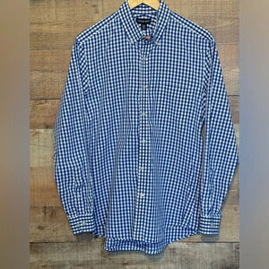 🌻 Lands' End Men's Slim Fit Essential Lightweight Poplin Gingham Shirt sz 16-34